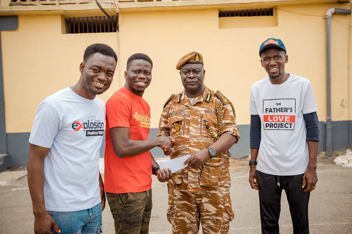 Ministry team with a prison service official at Winneba
